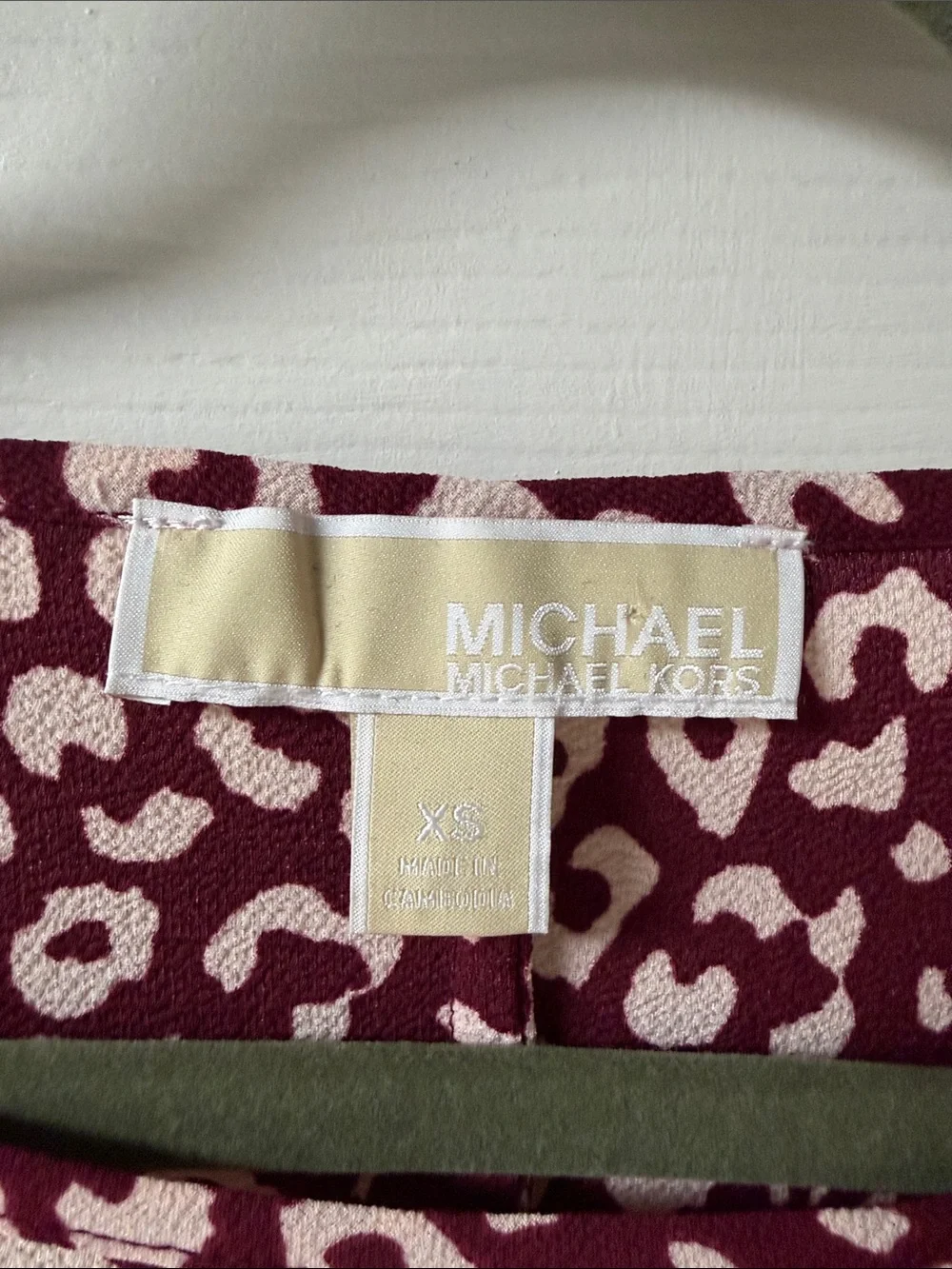 Michael Kors Burgundy and Cream Leopard Tie-Front Blouse